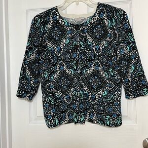 Mercer Street Studio Black and Blue Patterned Cardigan